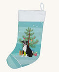 Hand-illustrated Pit Bull Black Christmas Stocking, 18 x 11 in. Suede