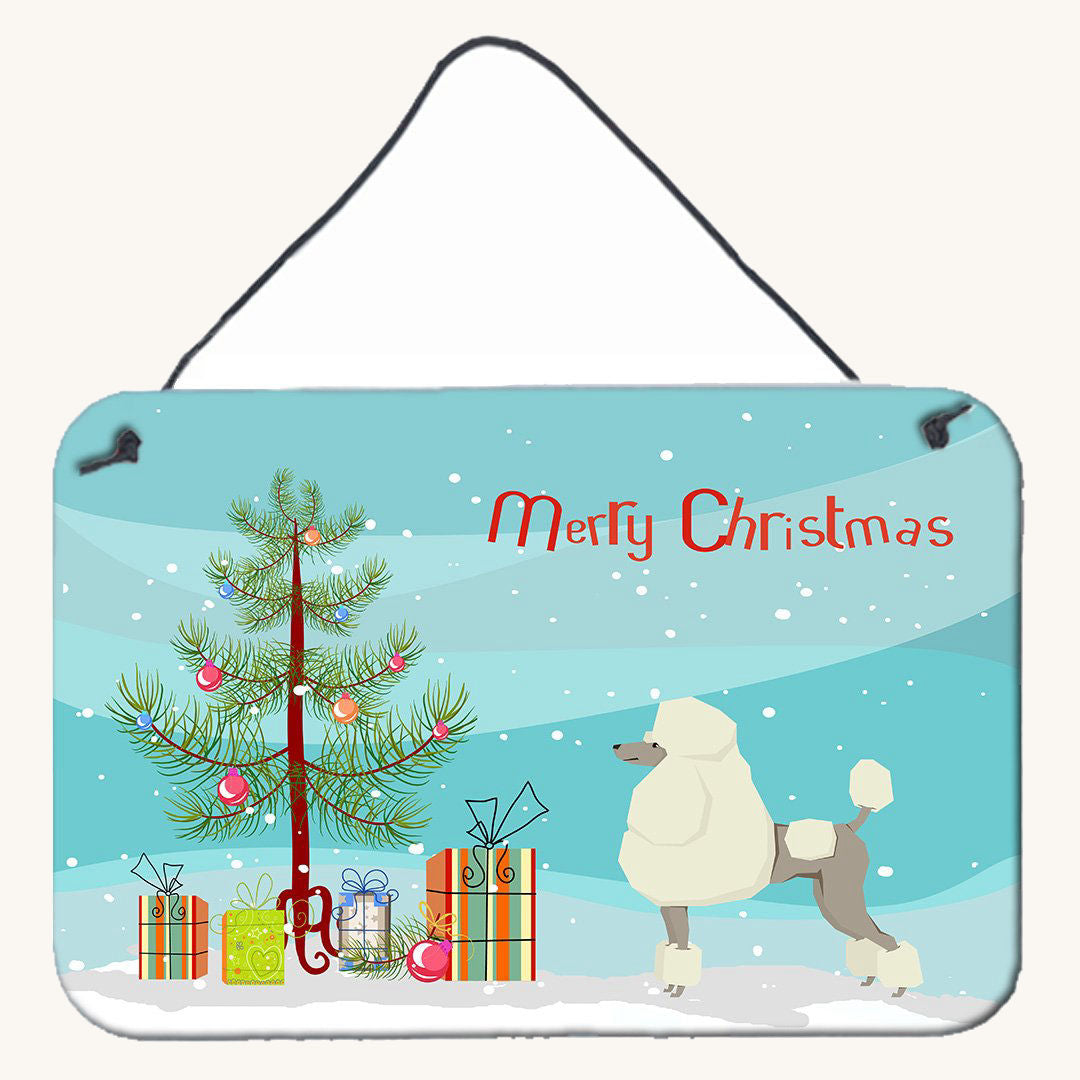 Hand-illustrated Poodle Christmas Tree Aluminum Sign