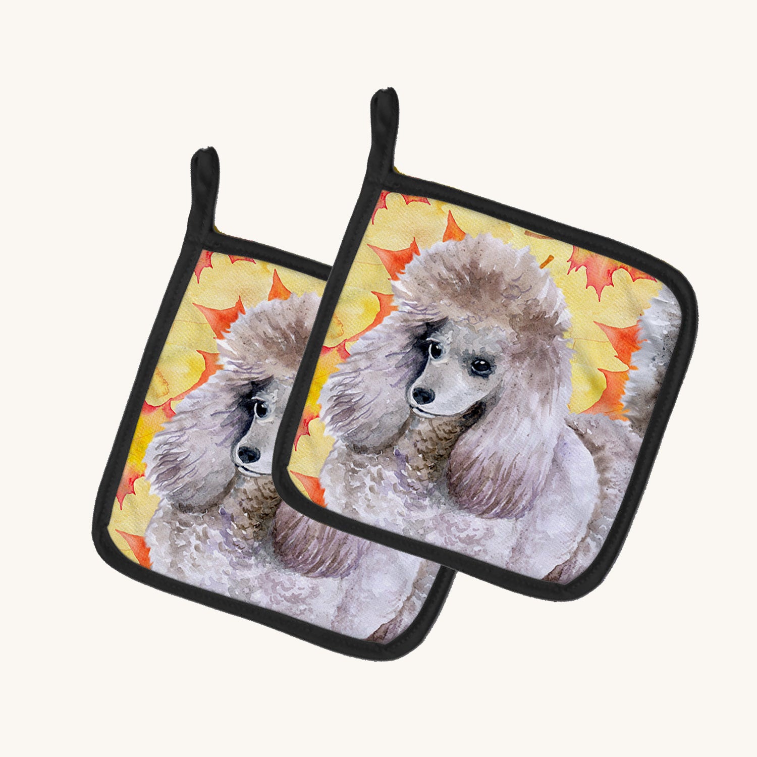 Hand-illustrated Poodle Fall Pot Holders