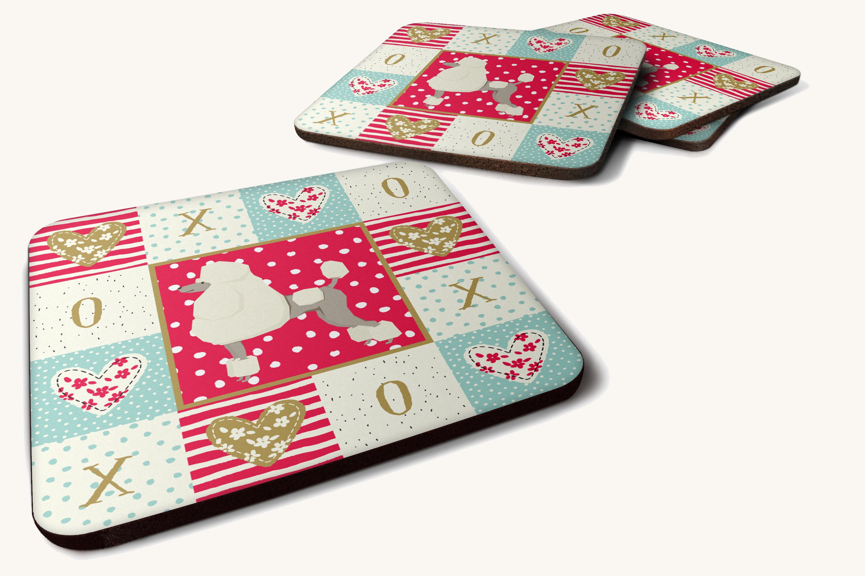 Hand-illustrated Poodle Love Foam Coasters