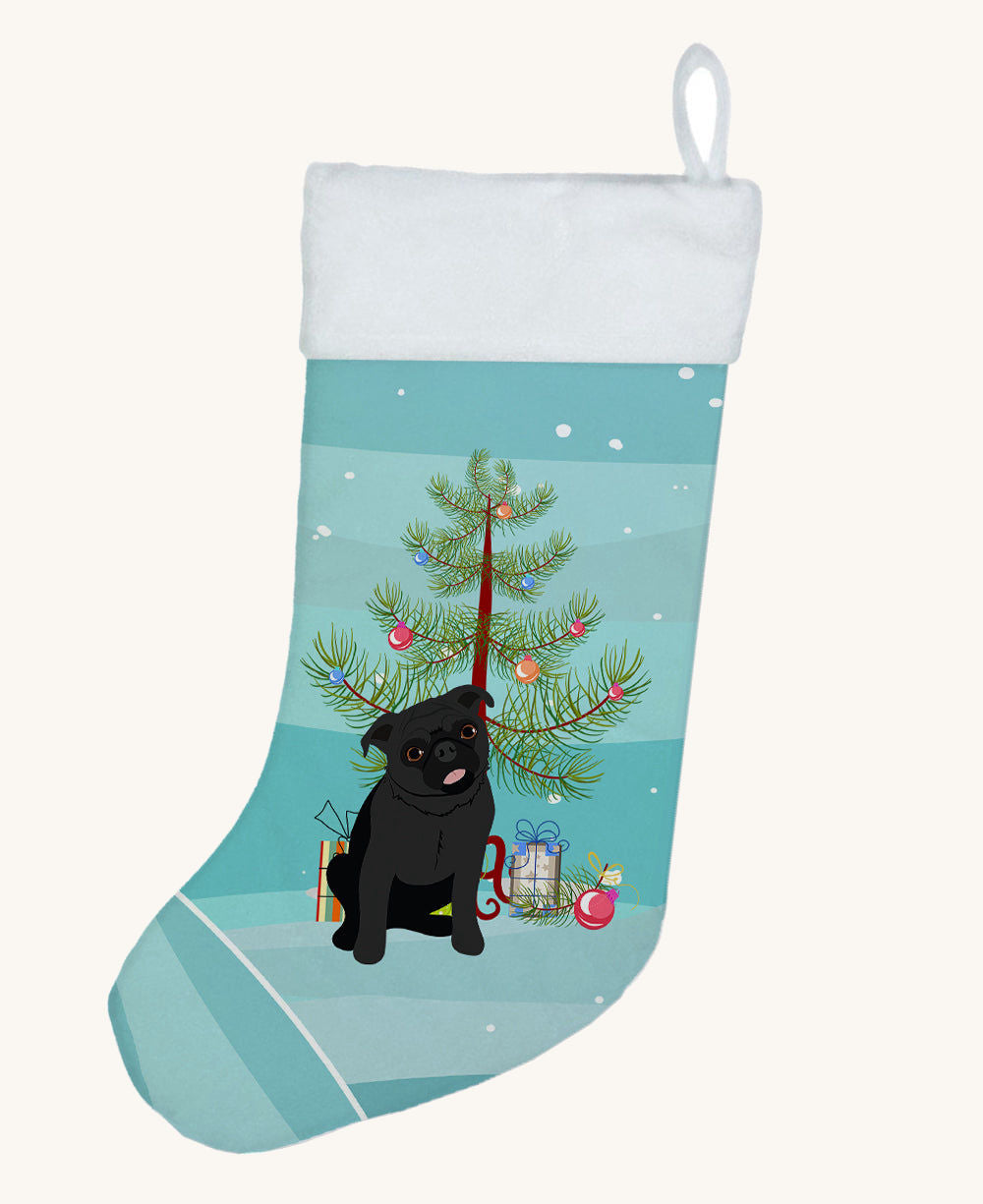 Hand-illustrated Pug Black Number One Christmas Stocking