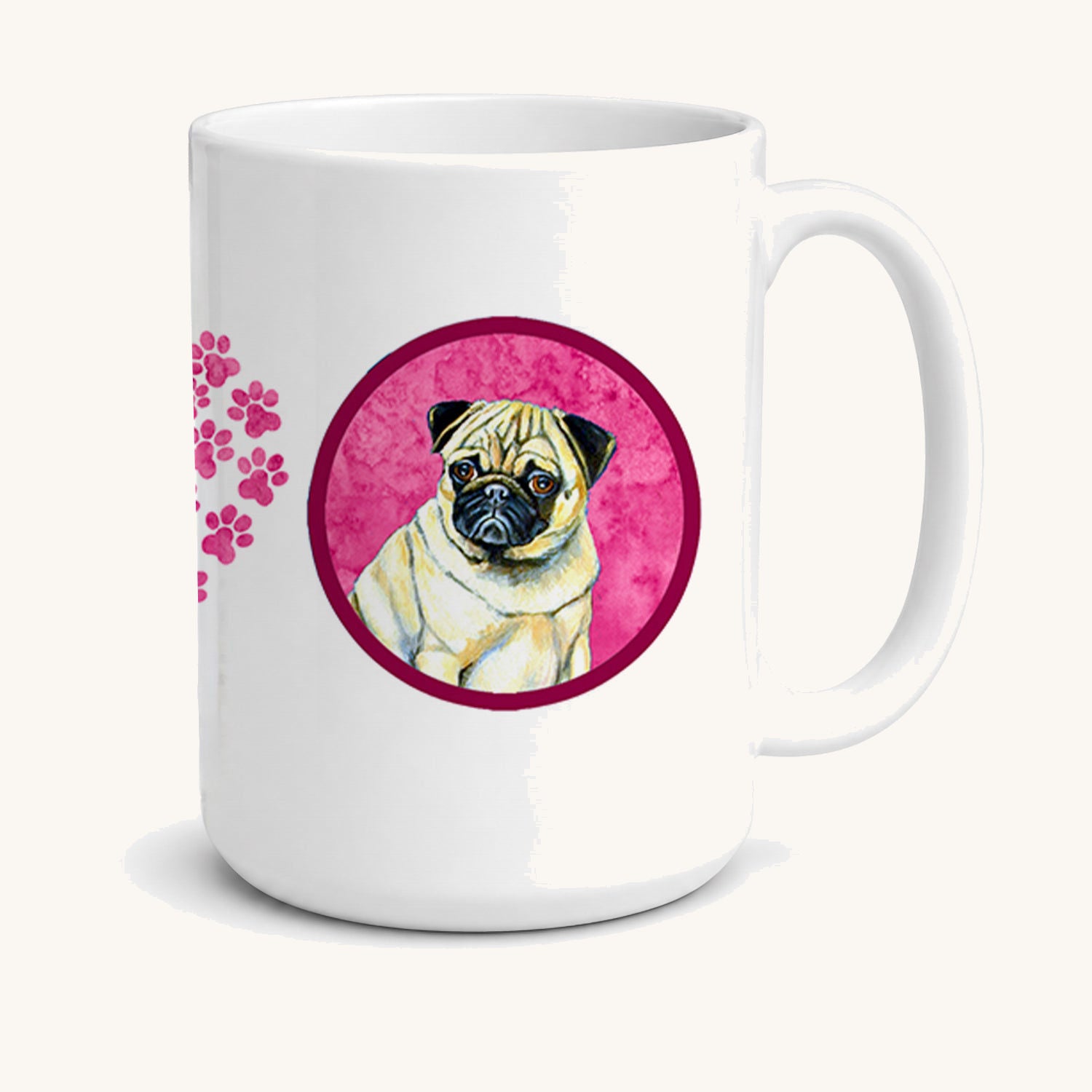 Hand-illustrated Pug Ceramic Coffee Mug