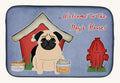 Hand-illustrated Pug Fawn Dog House Dish Drying Mat