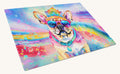 Hand-illustrated Pug Hippie Dawg Glass Cutting Board