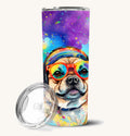 Hand-illustrated Pug Hippie Dawg Stainless Steel Tumbler