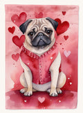Hand-illustrated Pug My Valentine Garden Flag