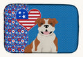 Hand-illustrated Red English Bulldog American Dish Drying Mat