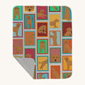 Hand-illustrated Red Fox Labrador Pattern Quilted Throw Blanket