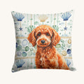 Hand-illustrated Red Poodle Coastal Sea Glass Throw Pillow