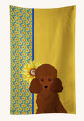 Hand-illustrated Red Poodle Summer Sunflowers Kitchen Towel