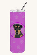 Hand-illustrated Rottweiler Black and Tan Insulated Skinny Tumbler