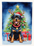 Hand-illustrated Rottweiler Christmas Reindeer House Flag
