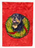 Hand-illustrated Rottweiler Christmas Wreath Garden Flag