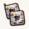 Hand-illustrated Rottweiler The Chef Pot Holder Pair