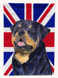 Hand-illustrated Rottweiler Union Jack Garden Flag