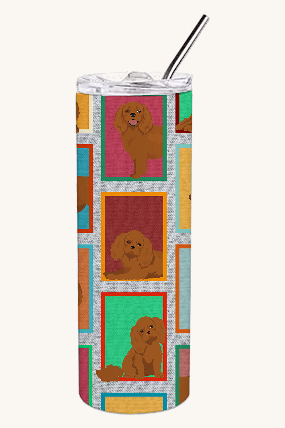 Hand-illustrated Ruby Cavalier Spaniel Insulated Skinny Tumbler