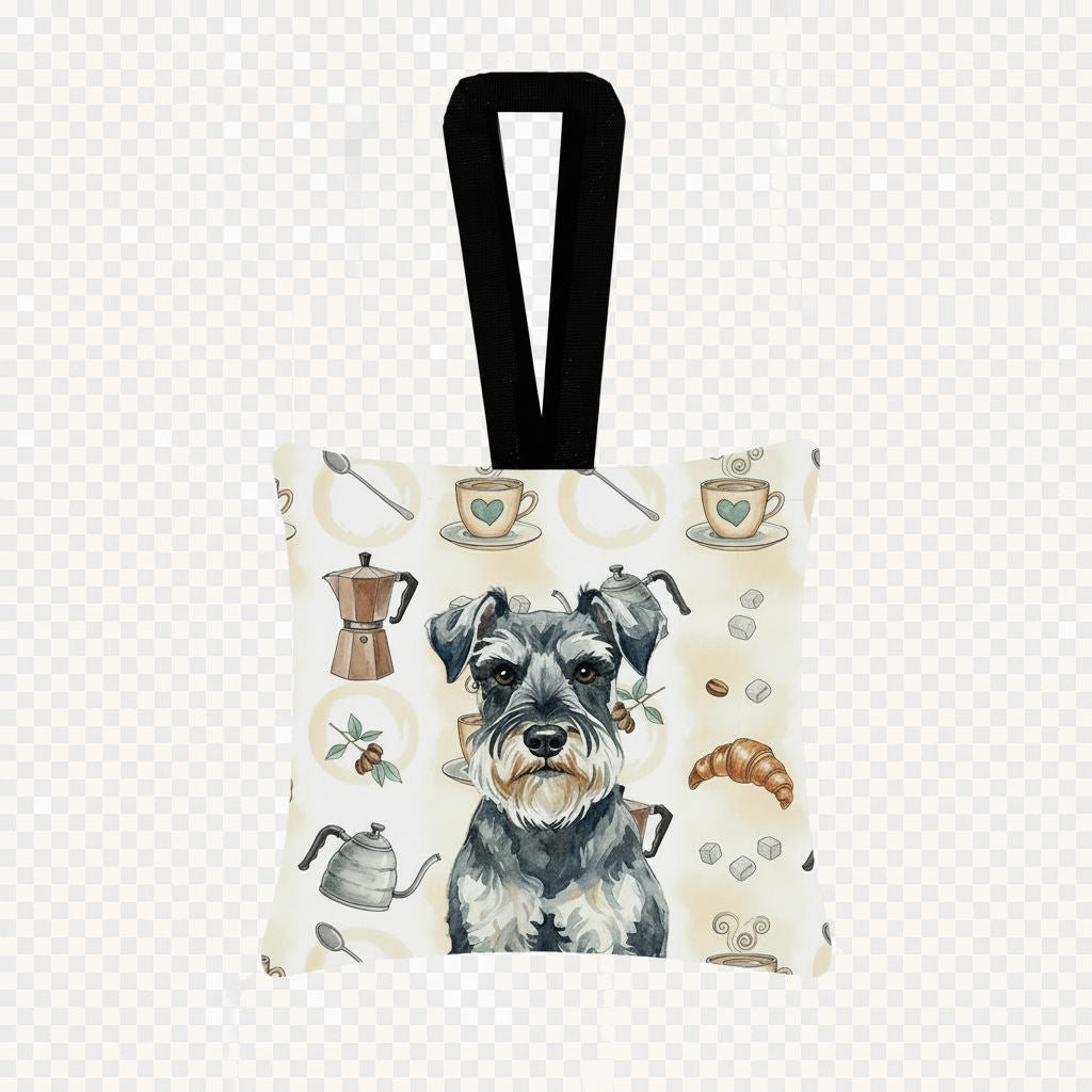 Hand-illustrated Schnauzer Coffee Bar Hanging Fabric Ornament