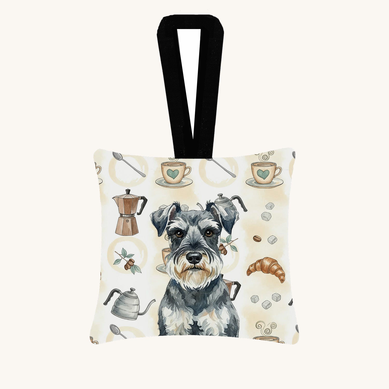 Hand-illustrated Schnauzer Coffee Bar Mini Hanging Ornament