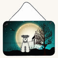 Hand-illustrated Schnauzer Halloween Salt and Pepper Metal Sign