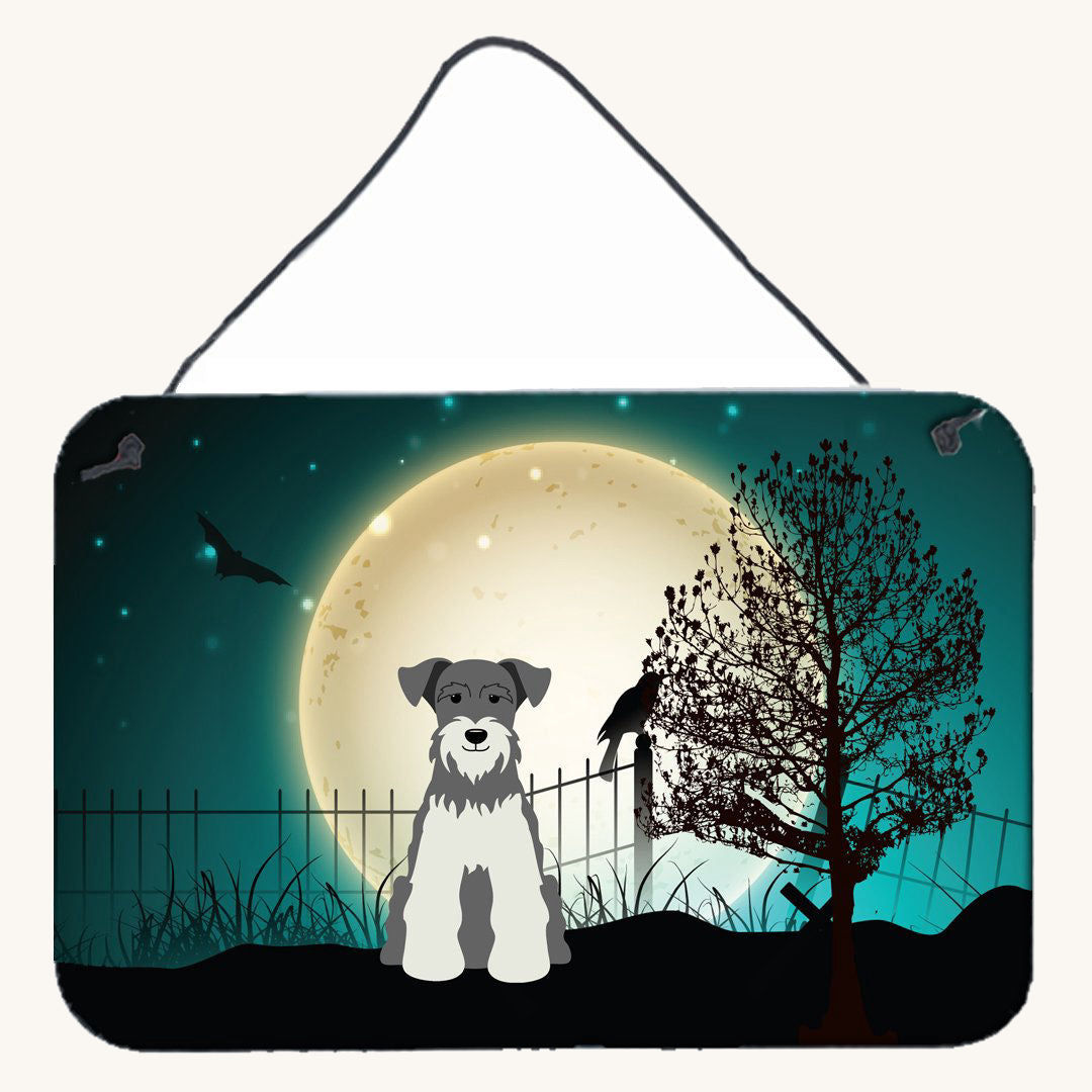 Hand-illustrated Schnauzer Halloween Salt and Pepper Metal Sign