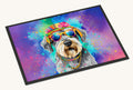 Hand-illustrated Schnauzer Hippie Dawg Doormat