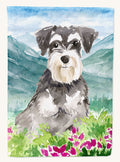 Hand-illustrated Schnauzer Mountain Flowers Garden Flag