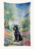 Hand-illustrated Schnauzer Spring Path Kitchen Towel