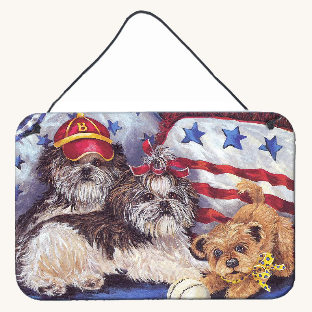 Hand-illustrated Shih Tzu Americana Sweethearts Metal Sign