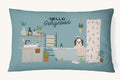 Hand-illustrated Black & White Shih Tzu in Bathtub 12x16 Indoor/Outdoor Pillow