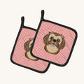 Hand-illustrated Shih Tzu Checkerboard Pot Holders