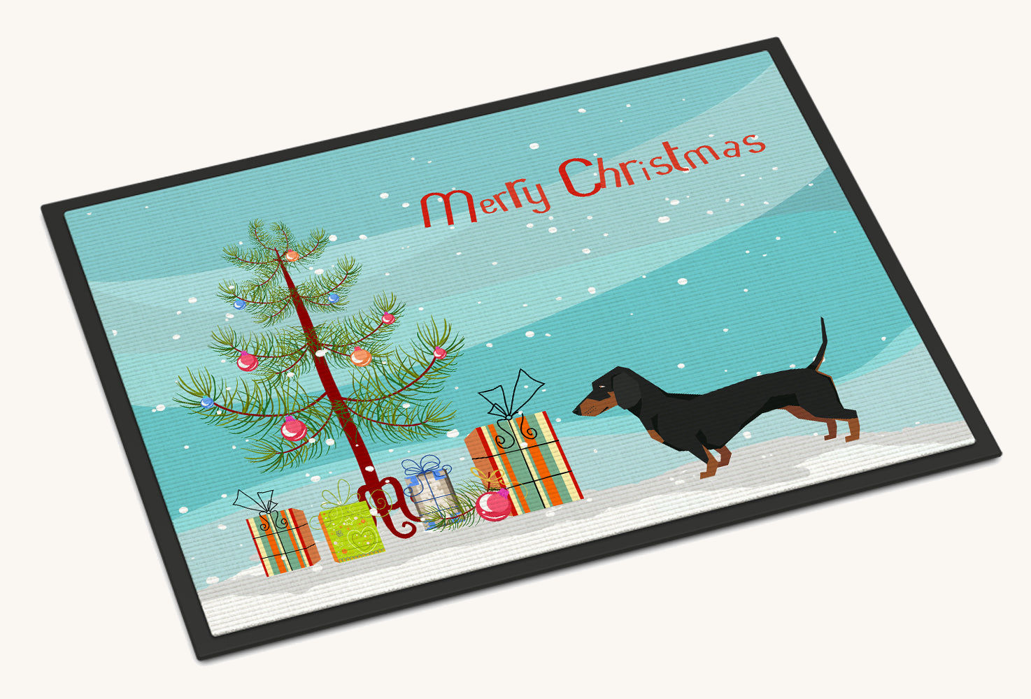 Hand-illustrated Shih Tzu Christmas Tree Doormat