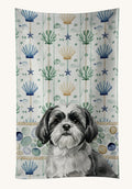 Hand-illustrated Shih Tzu Coastal Sea Glass Kitchen Towel