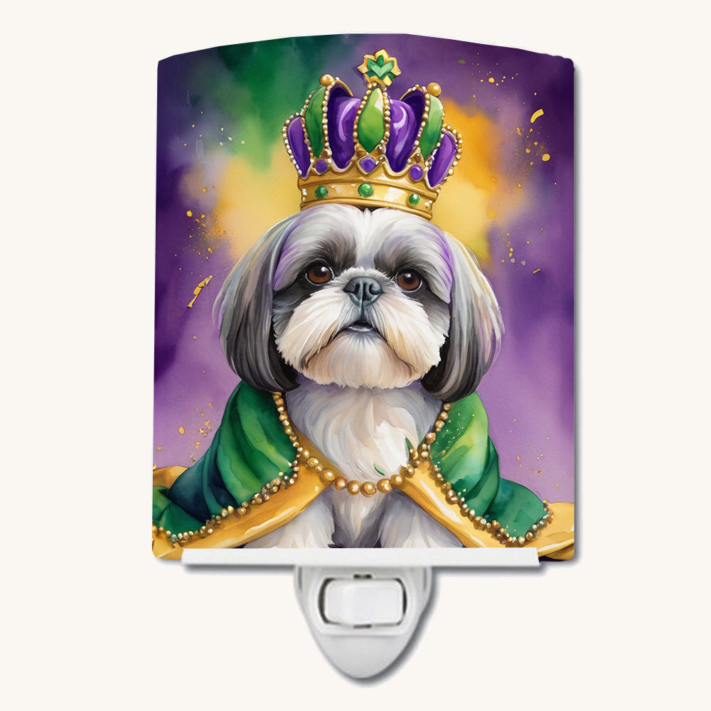 Hand-illustrated Shih Tzu King of Mardi Gras Night Light