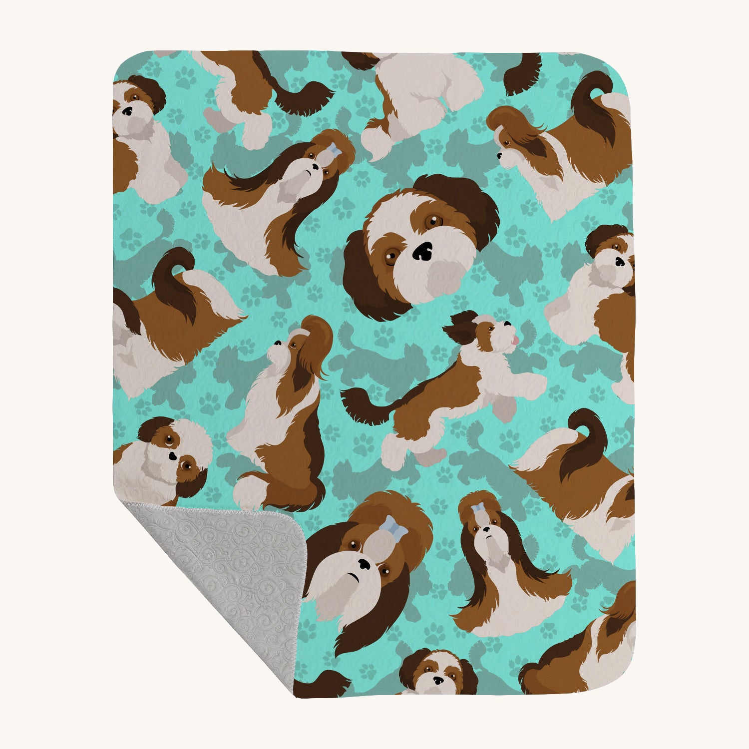 Hand-illustrated Shih Tzu Quilted Throw Blanket