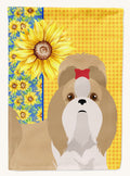 Hand-illustrated Shih Tzu Summer Sunflowers House Flag
