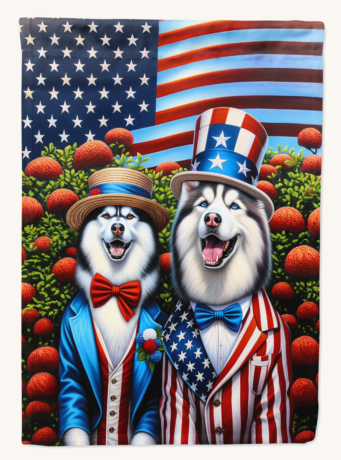 Hand-illustrated Siberian Husky All American Garden Flag