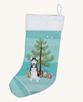 Hand-illustrated Siberian Husky Black and White Christmas Stocking