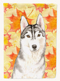 Hand-illustrated Siberian Husky Fall Leaves House Flag