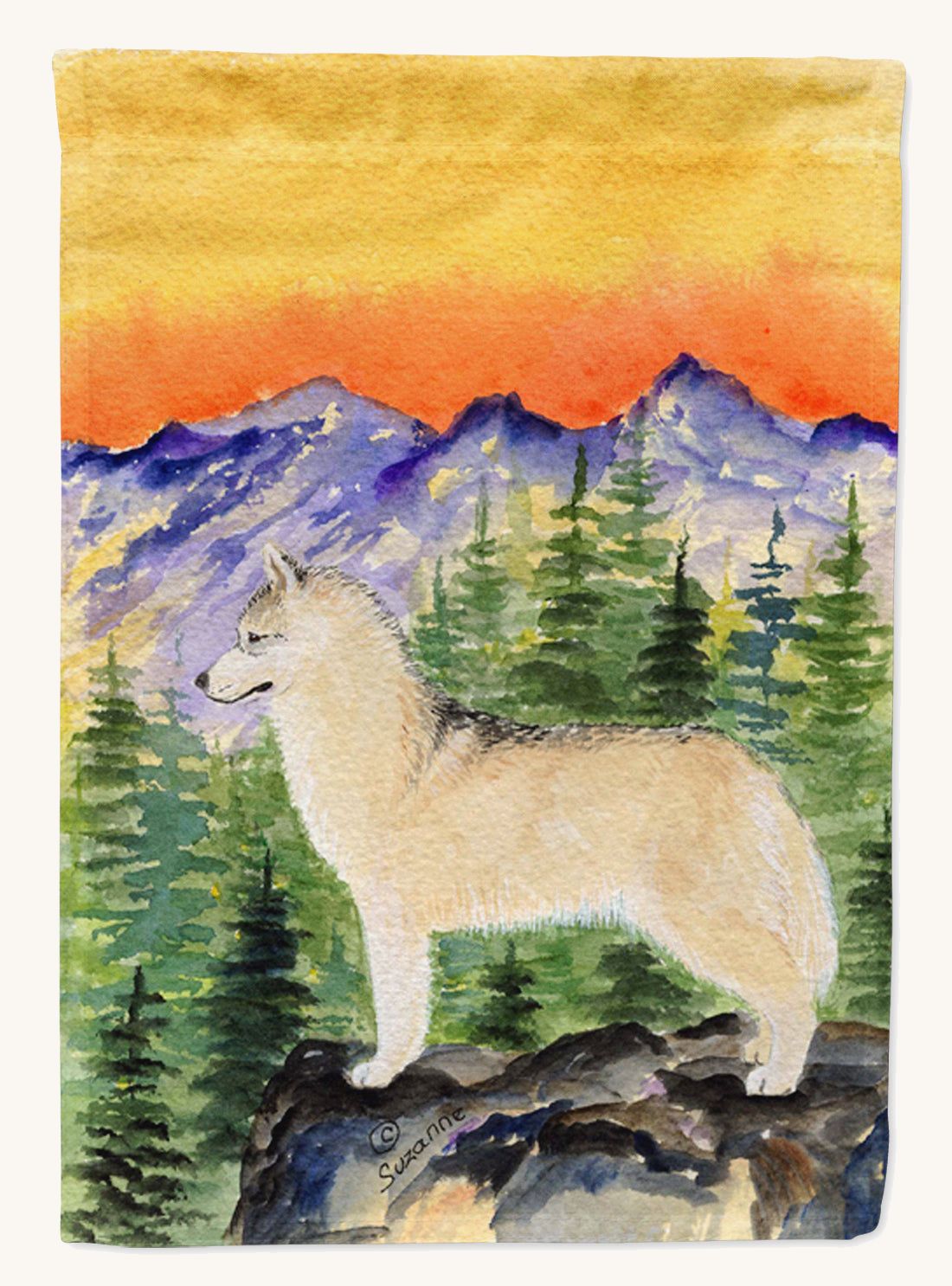 Hand-illustrated Siberian Husky Garden Flag