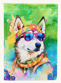 Hand-illustrated Siberian Husky Hippie Dawg Garden Flag