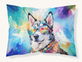 Hand-illustrated Siberian Husky Hippie Dawg Pillowcase