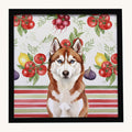 Hand-illustrated Siberian Husky Vegetables Framed Metal Print