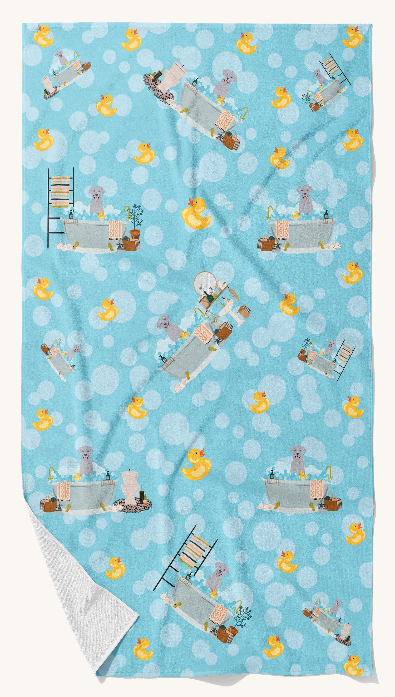 Hand-illustrated Silver Labrador Bath Towel