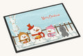Hand-illustrated Silver Poodle Christmas Carolers Doormat