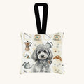 Hand-illustrated Silver Poodle Coffee Bar Fabric Ornament