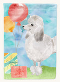 Hand-illustrated Silver Poodle Happy Birthday House Flag