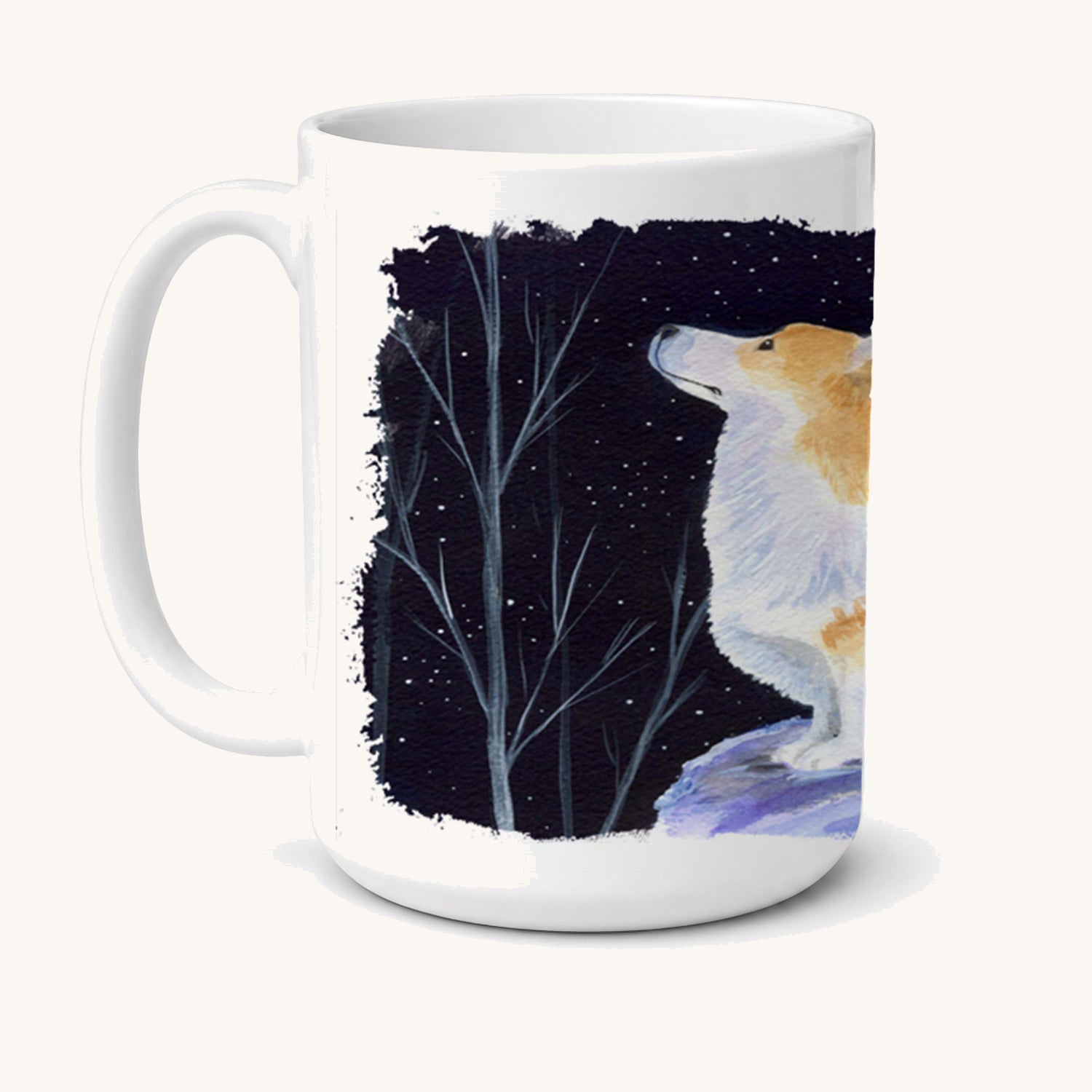 Hand-illustrated Starry Night Corgi Ceramic Coffee Mug