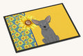 Hand-illustrated Summer Sunflowers Blue Chihuahua Doormat