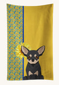 Hand-illustrated Summer Sunflowers Chihuahua Kitchen Towel