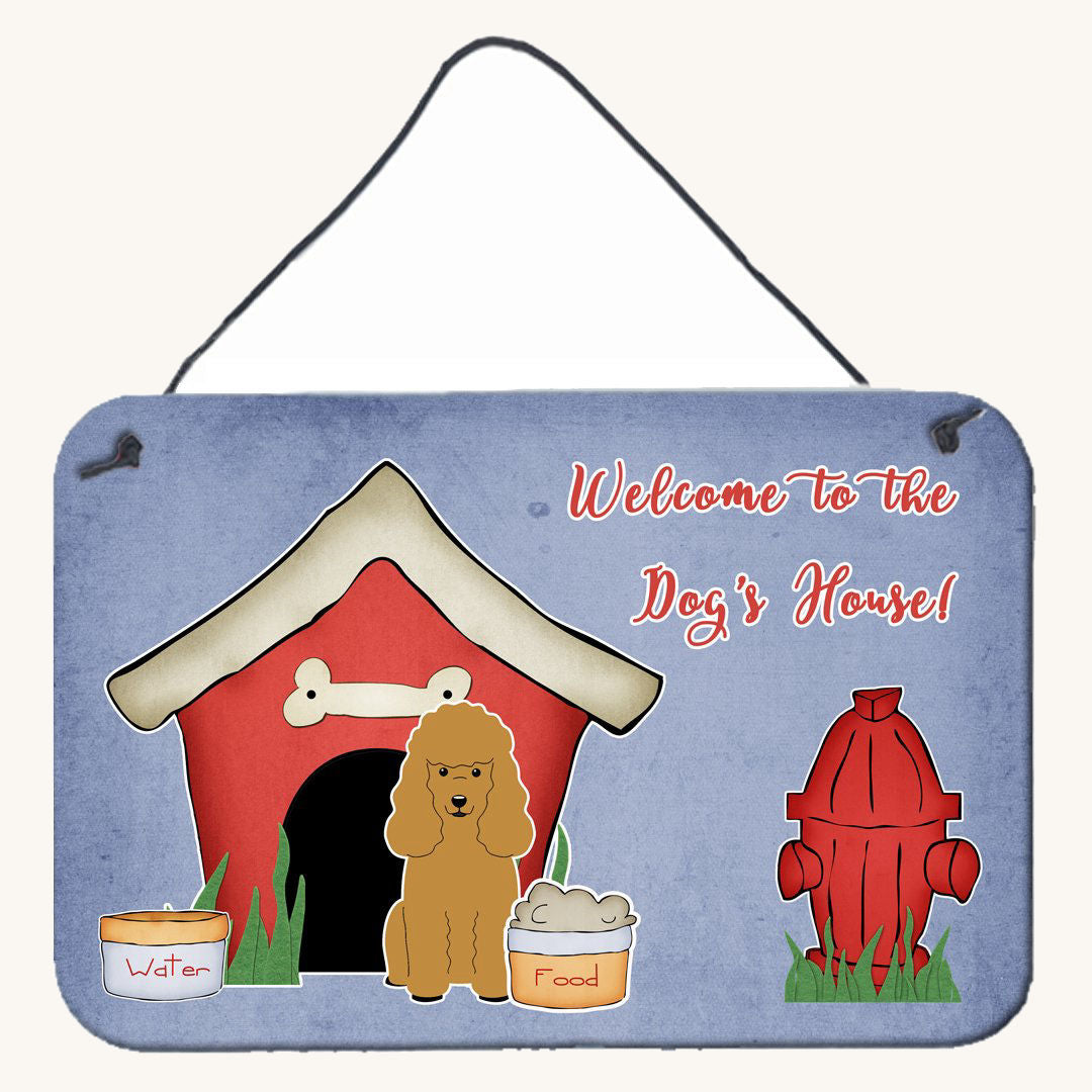 Hand-illustrated Tan Poodle Dog House Aluminum Sign